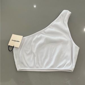 NWT Superdown White one arm crop top